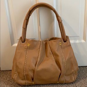 49 sq miles Camel leather bag